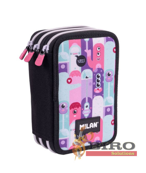 Penar școlar Milan „Aliens” cu 3 compartimente și umplutură